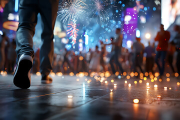 Fototapeta premium Celebrate the new year with a vibrant neon lights party