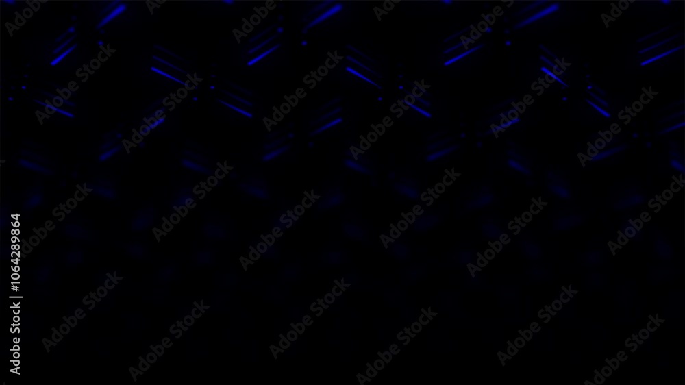 Poster a dark background with a pattern of glowing blue shapes, creating a sense of depth and technology.