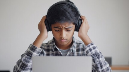 Introspective Teen Listening to Headphones