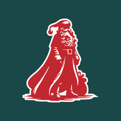 A Christmas Santa Claus and hat Vector silhouette isolated