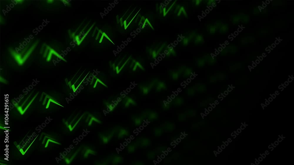Poster Green Check Marks: Digital Pattern on Dark Background
