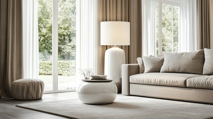 Modern Living Room with Natural Light and Soft Colors