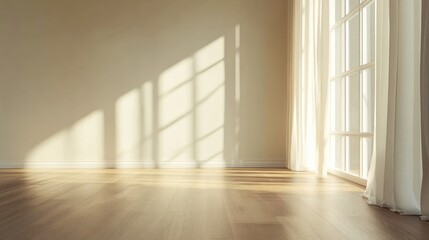 Sunlit Room with Elegant Curtains and Smooth Floor