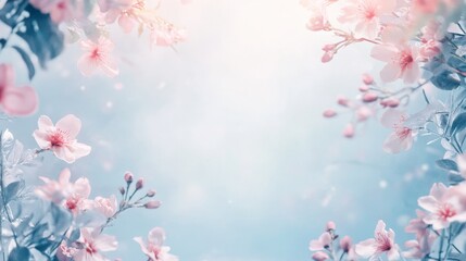 Fototapeta premium An empty scene featuring blank mockup template (soft watercolor floral frame for National Princess Day Mock Up Background Template)