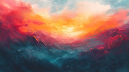 Naklejka premium Vivid abstract landscapes and cosmic wonders in a harmonized color palette. Mystical. Illustration