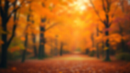 Obraz premium Autumn leaves on a road with a blurred background, autumn leaves in the forest