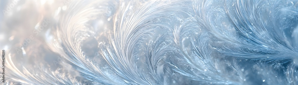 Poster abstract close-up of delicate frost patterns on a cold windowpane