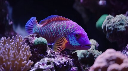 Vibrant Colorful Fish in Coral Reef Habitat