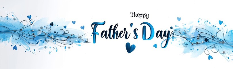 Happy Father's Day Vector Illustration Blue Line Art Minimalist Calligraphy Greeting Card - Powered by Adobe