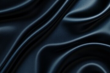 Obraz premium Smooth wavy black silk or satin fabric. Luxury concept. Dark elegant material texture. Background with space for design, text, product. Flat lay, top view