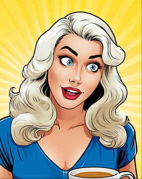 Comic Styled Blonde Woman With A Dazed Look 