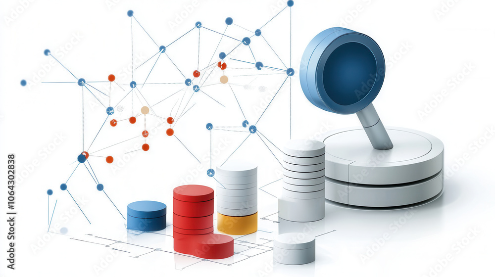Poster data visualization with graphs and charts illustrating data analysis and trends. image features colo