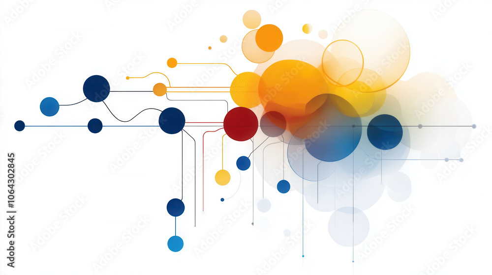 Aufkleber dynamic abstract design featuring colorful circles and lines, representing data flow and connectivit