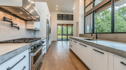 Modern Kitchen Interior with Open Layout and Natural Light