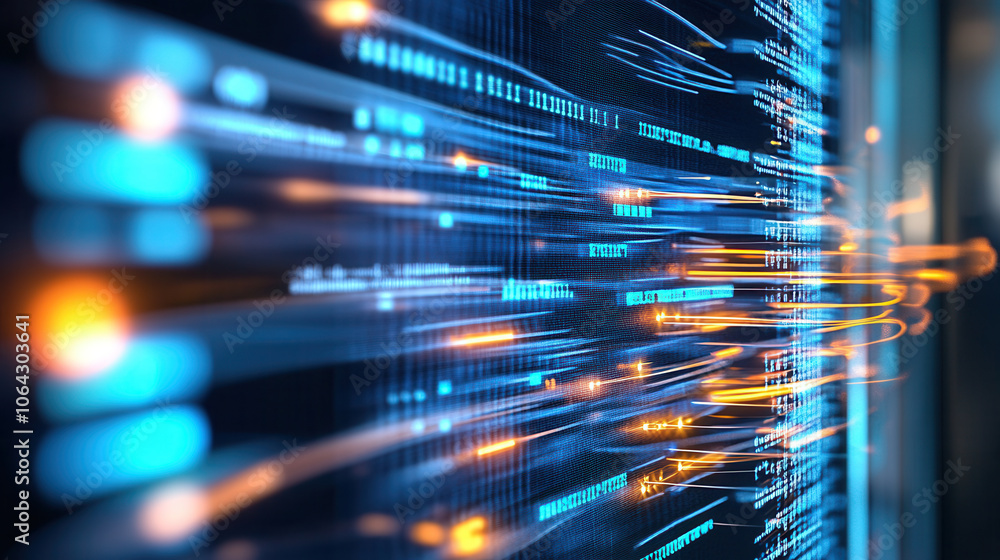 Poster vibrant digital background showcasing data flow and connectivity, emphasizing technology and innovat