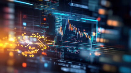 Visual representation of real time data processing with graphs and analytics, showcasing vibrant colors and dynamic elements that evoke sense of innovation and technology