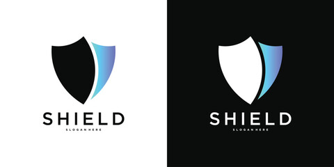 Shield logo template, modern creative concapt design. Premium Vector