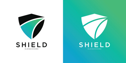 Shield logo template, modern creative concapt design. Premium Vector