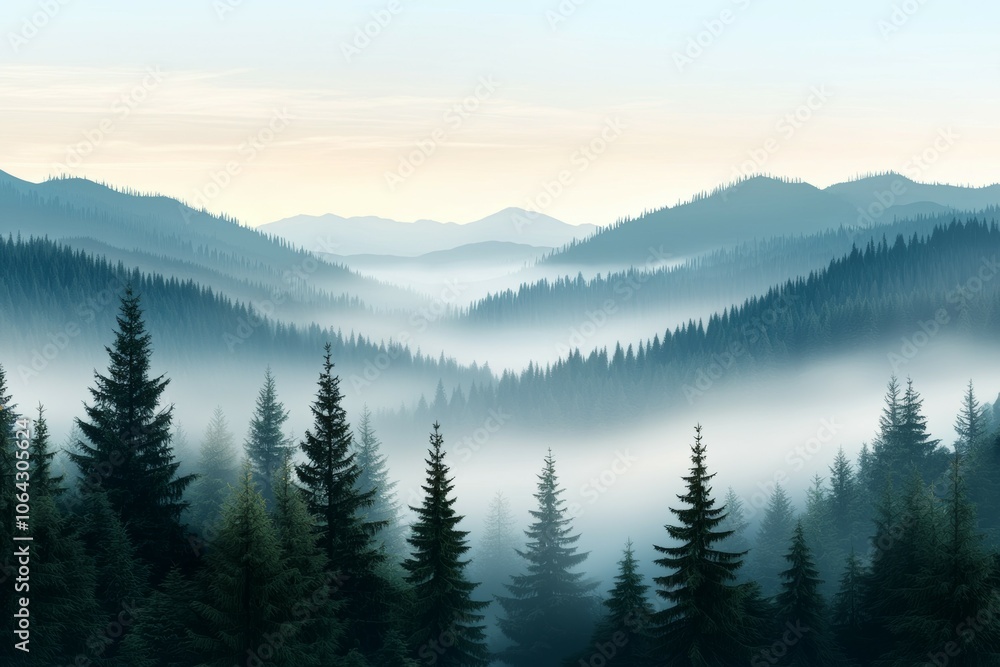 Poster the trees are tall and dense, creating a sense of depth and tranquility