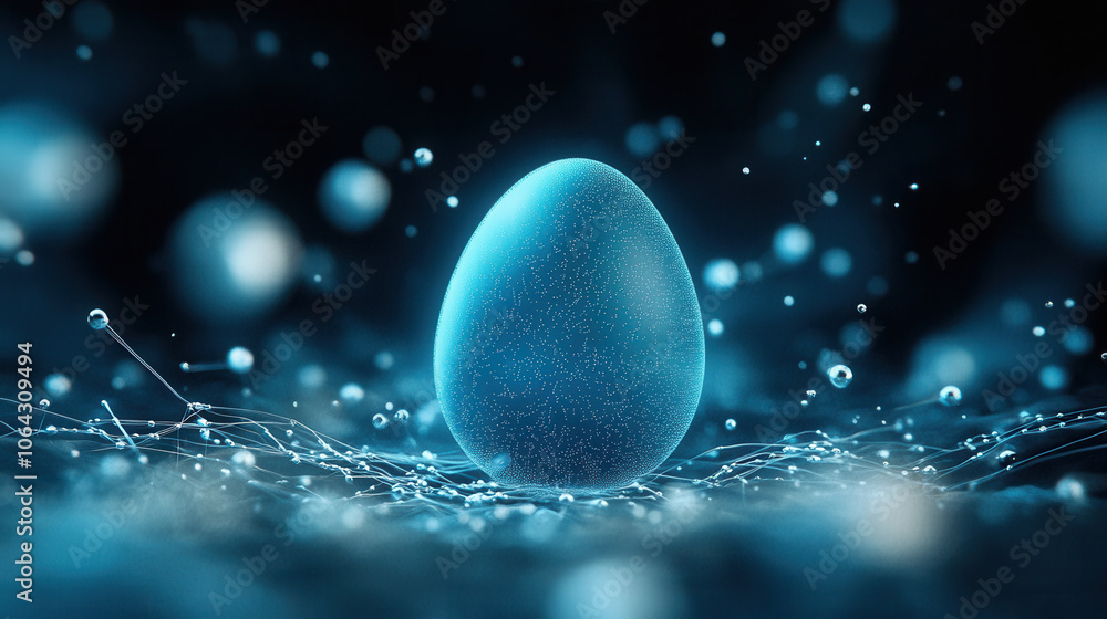 Aufkleber deep blue egg surrounded by floating animated particles creates mesmerizing visual effect. glowing e