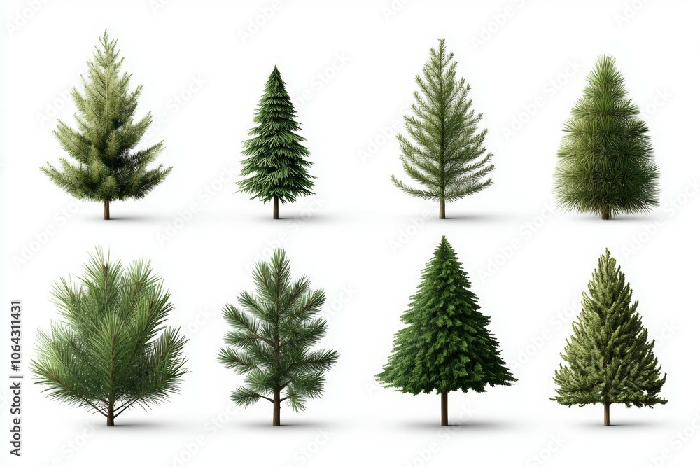 Poster a collection of trees with different shapes and sizes