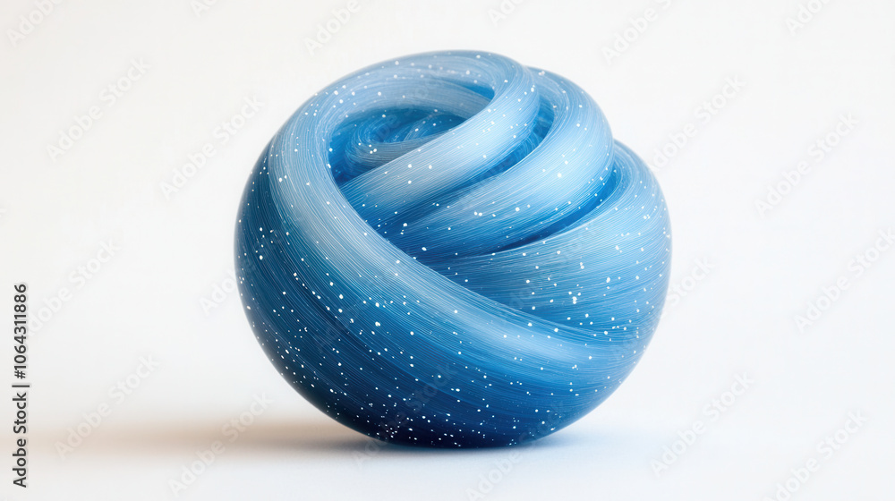 Poster deep blue, egg shaped object with swirling patterns and specks resembling stars creates mesmerizing visual effect. Its smooth surface and unique design evoke sense of calm and wonder