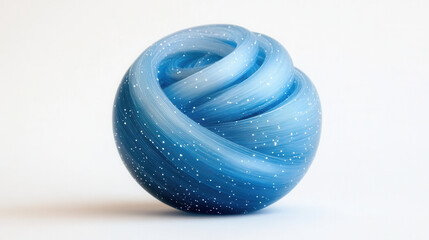 deep blue, egg shaped object with swirling patterns and specks resembling stars creates mesmerizing visual effect. Its smooth surface and unique design evoke sense of calm and wonder