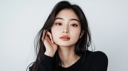 Elegant Portrait of a Young Woman with Natural Beauty