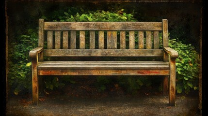 Rustic Wooden Bench Surrounded by Greenery