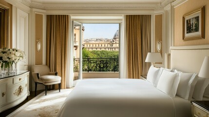 Elegant Hotel Room with Scenic View of City