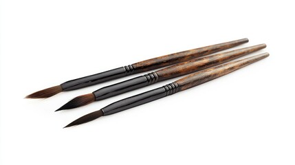 Artistic Brushes on White Background
