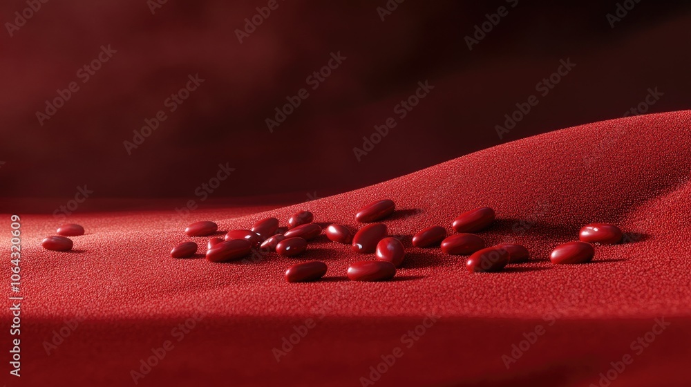 Poster abstract red texture with beans on red surface