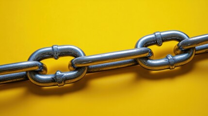 Fototapeta premium Metal chain on a solid yellow background