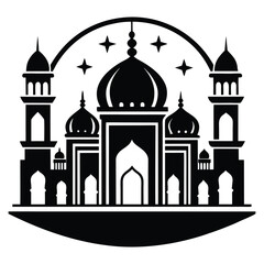 set of islamic mosques silhouettes vector illustration