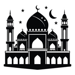 set of islamic mosques silhouettes vector illustration