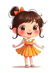 Joyful Cartoon Young Woman with Bright Smile Charming Cartoon Girl in Trendy Outfit Cute Cartoon Short Girl in Colorful Clothes Friendly Cartoon Female Character with Lively Expression Happy Cartoon W