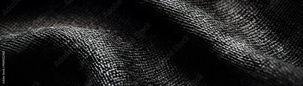 Poster black fabric with a textured surface and a subtle, wavy pattern