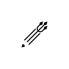 Creative pencil trident icon in black solid flat design icon isolated on white background.
