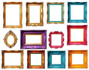 set of frames A large set of photos in different colors with large and small frames 