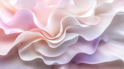 Obraz premium Soft, flowing layers of pastel petals create delicate and serene visual. gentle curves and gradients evoke sense of tranquility and beauty