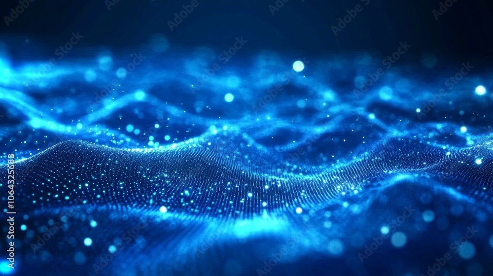 Poster abstract design showcasing a texture of waving dots and defocused lights.