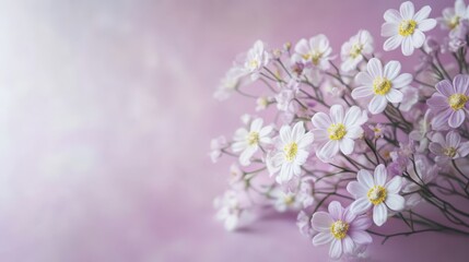 Obraz premium Elegant white flowers on a vibrant pink background, stunning display of spring blooms for celebrations and decoration