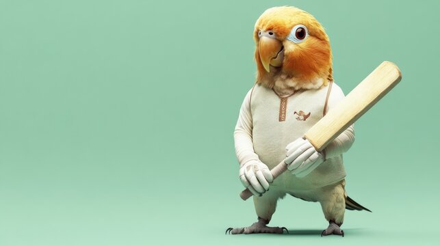 Parrot Cricket Player Ready to Hit a Sixer