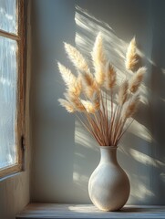 Minimalist Dried Pampas Grass Arrangement in Vase