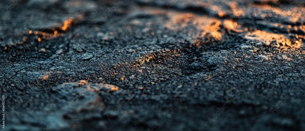 Aufkleber close-up of a textured surface illuminated by soft light, showcasing natural patterns.