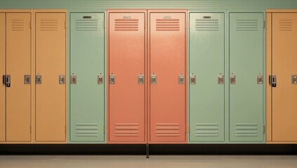 Fototapeta premium Hallway lockers providing storage solutions for students in school.