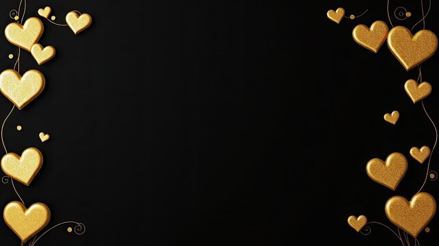 Elegant black and gold luxury romantic heart background for invitation wedding card, gold, invitation