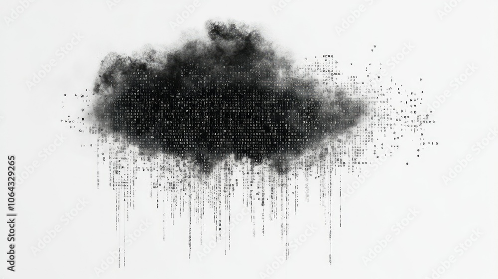 Poster abstract cloud of data points in monochrome