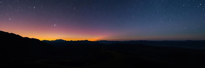 Fototapeta premium Stunning star trails above majestic mountains, serene, night sky