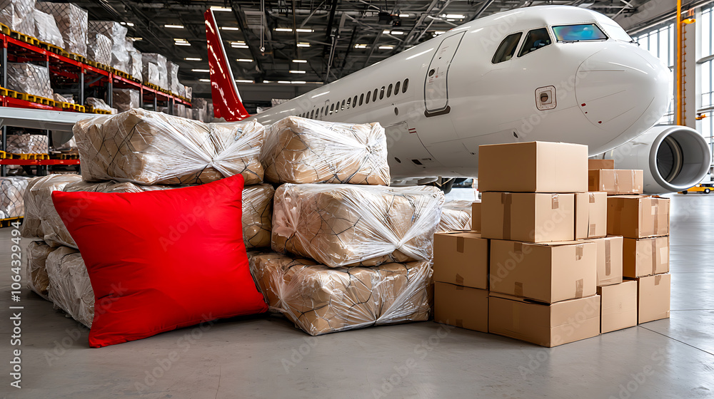 Poster optimize airplane cargo loading to reduce logistics costs and enhance efficiency in transportation